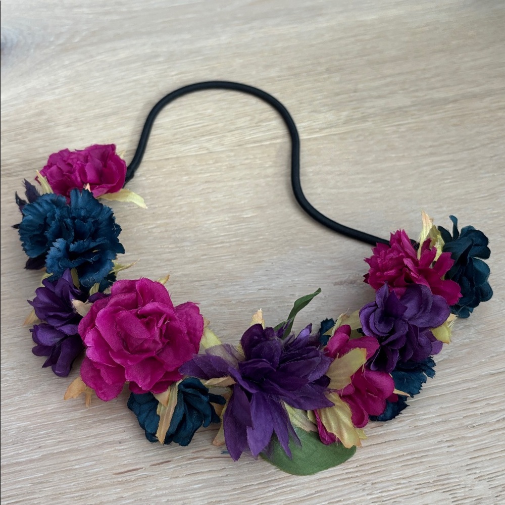 Floral Headband with Pink and Purple Flowers